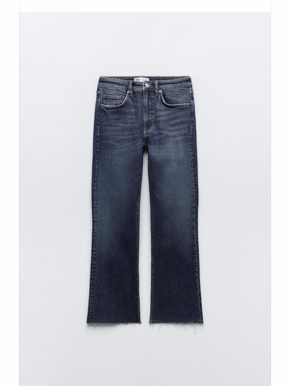 ZARA TRF MID-RISE FLARE CROPPED JEANS